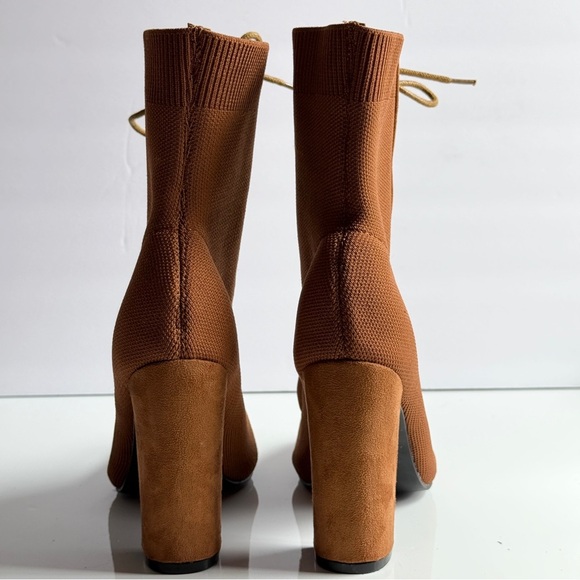 Cuccoo Sock Boots Brown Minimalist Knit Chunky Boot Size 7 - Picture 5 of 11
